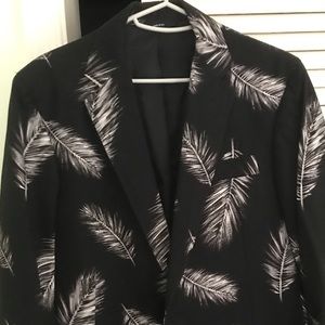 Ovadia & Sons Mens Feather Print Blazer Black 42R